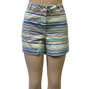 Loft High Waist Chino 4 Pocket Shorts Multicolor Striped Womens Size 14